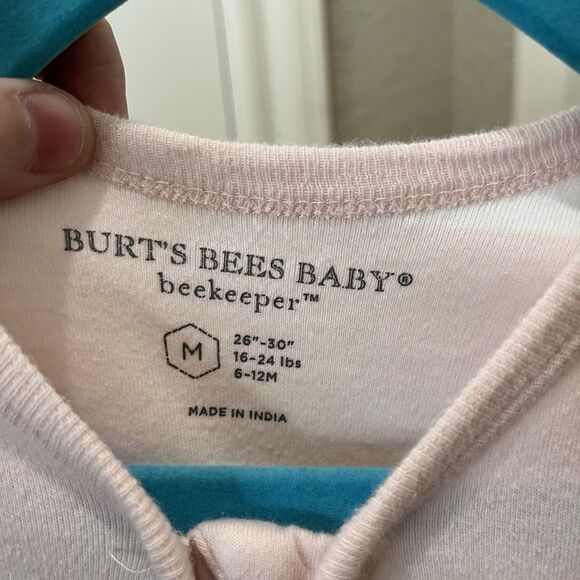 Burt's Bees 6-12 Months Sleep Sack Baby Full Zip Organic Cotton Pink Striped - Picture 8 of 9